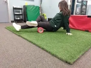 physio patient foam rolling hamstring exercise physio patient foam rolling hamstring exercise