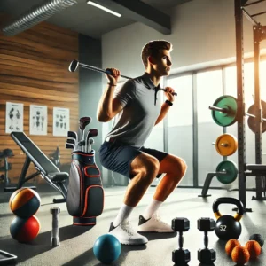 golfer in gym strength training