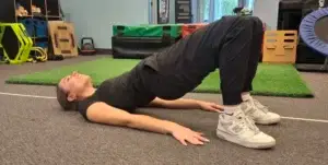 Bridge exercise – improves glute strength and lumbar support Physiotherapy Oakville