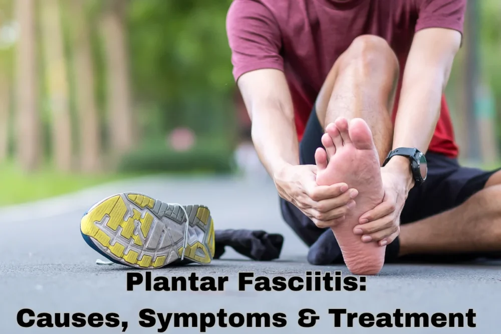 Person holding heel – visual aid for understanding plantar fasciitis symptoms and treatment Physiotherapy Oakville